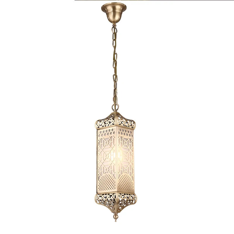 Moroccan copper living room lighting chandelier  luxury modern carved flower lamp cafe pendant lighting