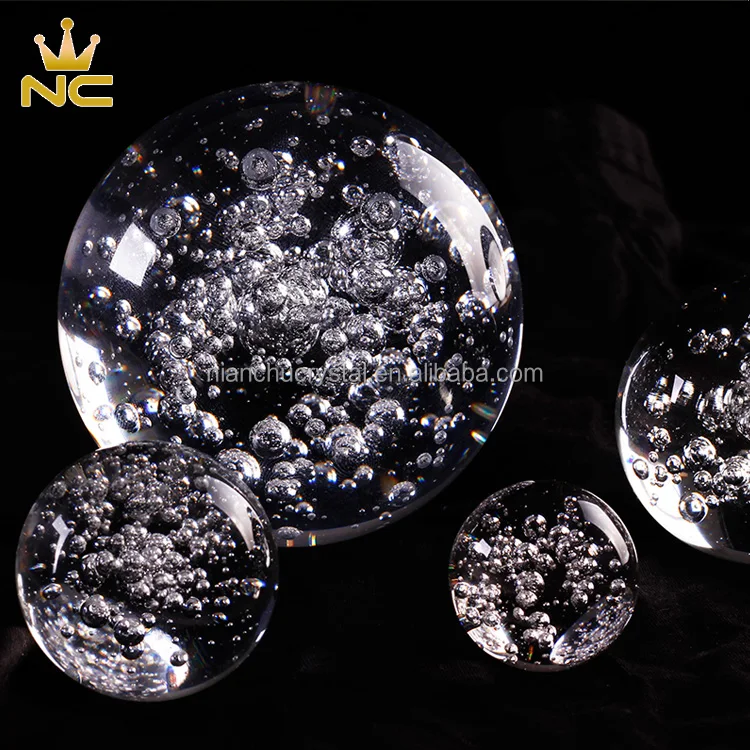 Clear Glass Air Sphere Fengshui Paperweight Crafts Home Decor Ornaments Crystal Bubble Ball