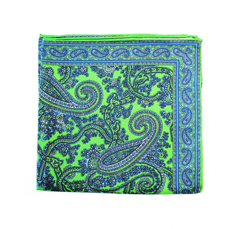 Wholesale low MOQ classic paisley pattern pocket square custom designer 100% silk pocket square