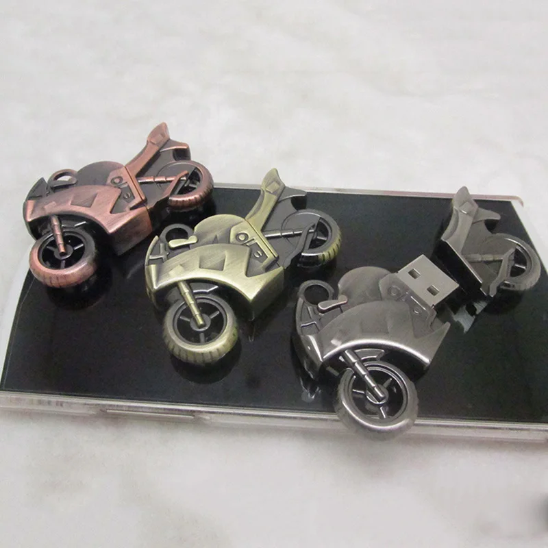 Zinc alloy motorcycle U disk Real Capacity pen drive 32gb 16gb moto-car cartoon USB flash drive gift autobike Memory Stick