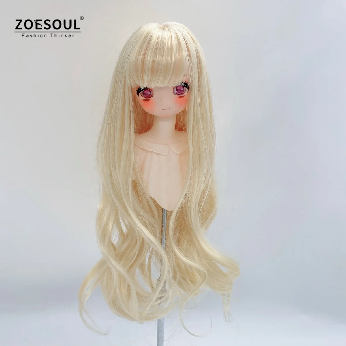 1/3 1/4 1/6 Doll Wig Blonde Balayage Long Curly Wavy BJD Doll Wig With Bang For SD Doll Accessories