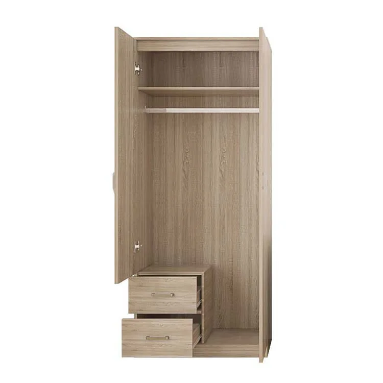 Hot Sale on Amazon Top Quality Modern Double Door and Mirror Household Cloth Closet MDF Wood Bedroom Wardrobe