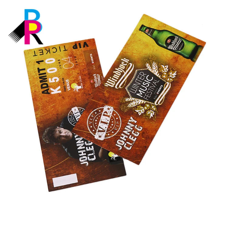 Customized High Quality Paper Printing Discount Vocal concert Theme Park Ticket