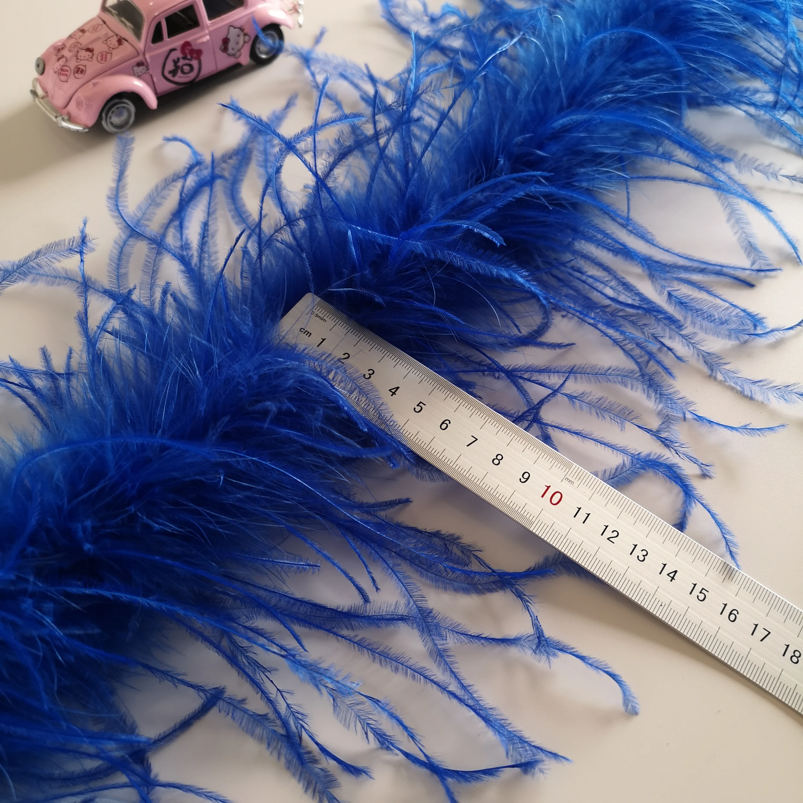 10-12cm Width Customized Luxury Ostrich Feather Trim Blue Fluffy 8-10Fringe Ostrich Feathers