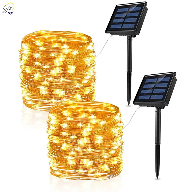 10M 100 LEDS Solar Light Outdoor Lamp String Lights For Holiday Christmas Party Waterproof Fairy Lights Garden Garland