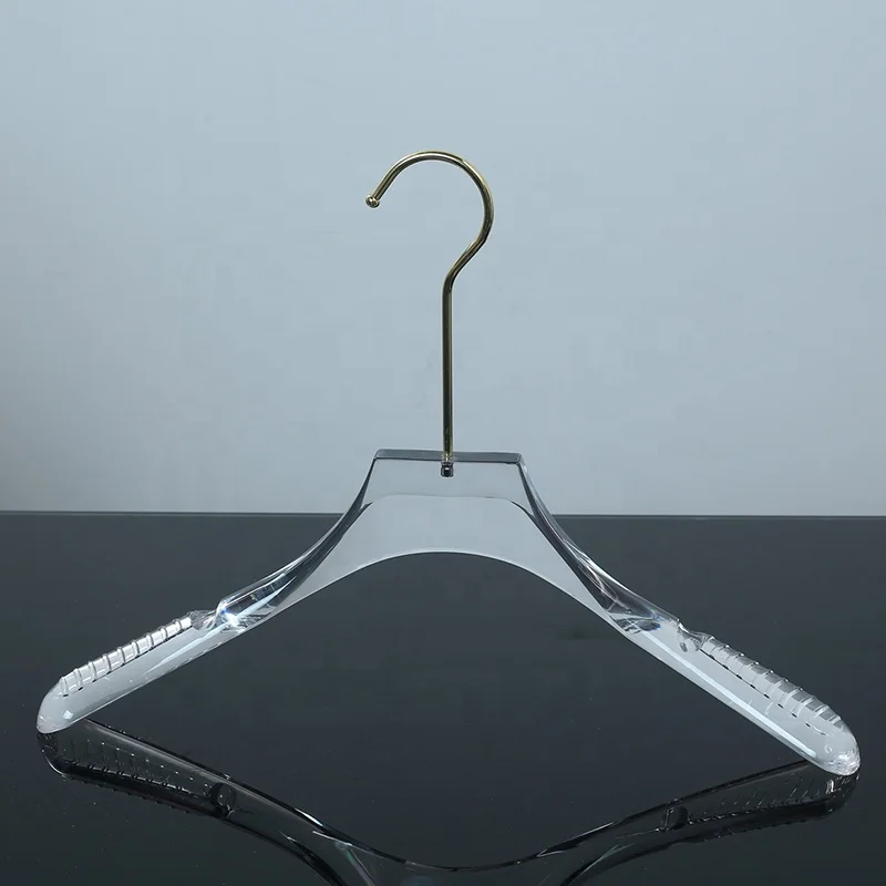 Personalized T-shirt Coat Transparent Crystal  Non-slip Acrylic Bride Hanger with Chrome Metal Hook