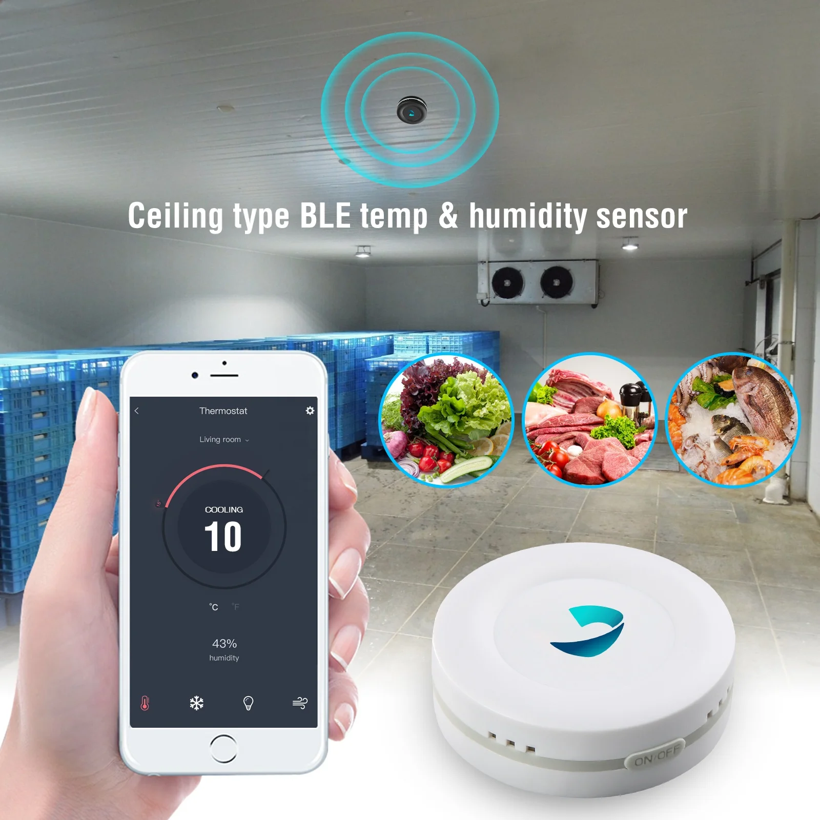 
Small size BLE temperature iBeacon & Eddystone with accelerometer and temperature humidity sensor 