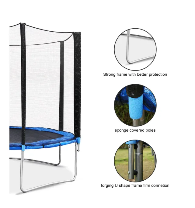 8FT 10FT 12FT 14FT Trampoline with Enclosure Net Outdoor Jump Rectangle Trampoline