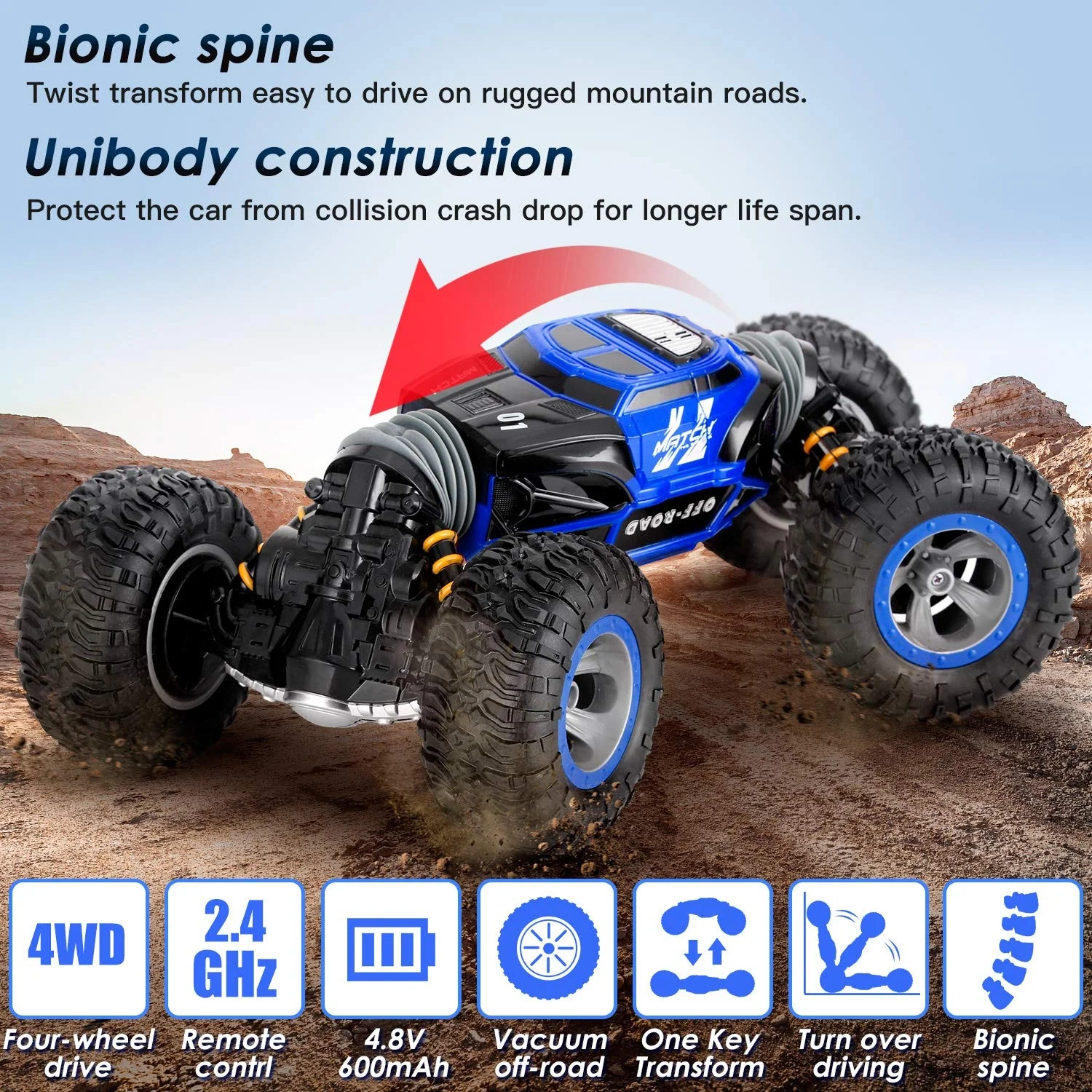 Zhengguang 1/16 Remote Control Stunt Car Double Sided 4X4 Drift Stunt Toys Car 10km/h Rc Twister Stunt Car For Kids