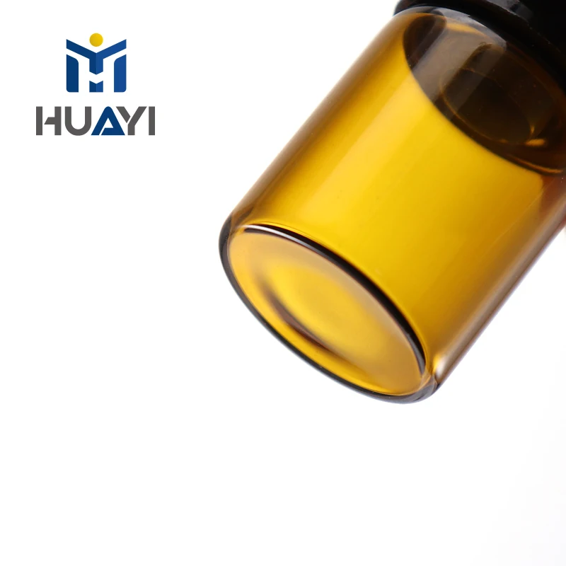 Wholesale Price Amber 2ml Mini Capacity Portable Glass Tube Vial Bottle With Plug And Plastic Screw Cap