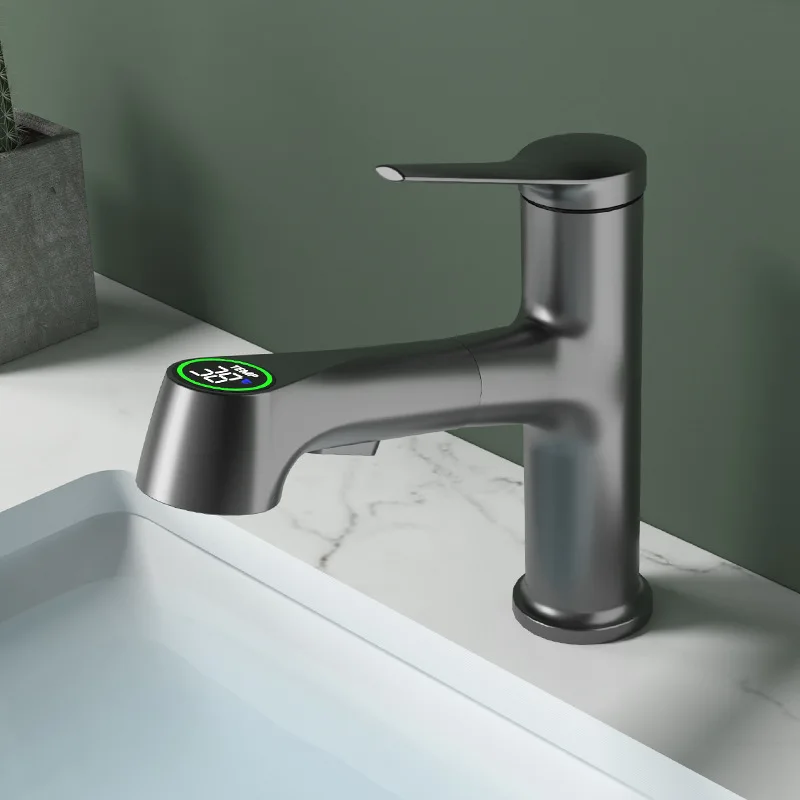 Cheap Wholesale 60cm Free Pull  Cold And Hot Dual Control Intelligent Pull Faucet Ceramic Spool Intelligent  Faucet