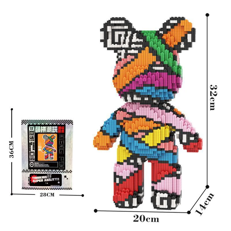 3D Beared Building Block Brick Kawaii Model Micro Diamond Bricks Developmental Toys For Boys Kid Children Birthday Gifts