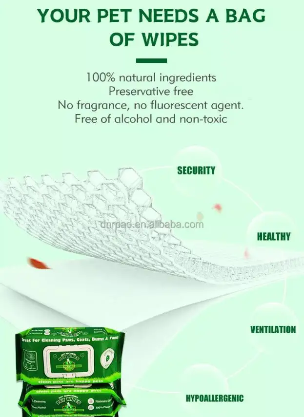 Private Label Super soft Pet Care non-woven anti bacterial Cat Dog Wipes Pet Grooming Pet Ear Eye Wet Wipes