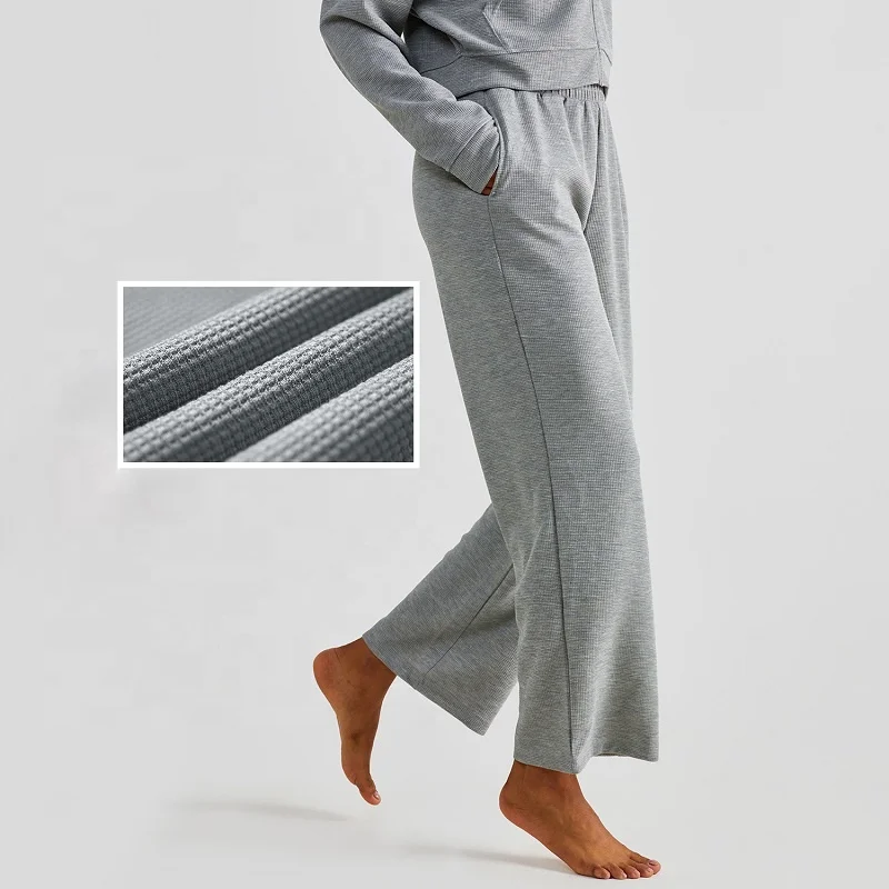 YIYI зимние вафельные ткани с эластичной резинкой на талии удобные штаны для тренажерного зала женские спортивные штаны с боковыми карманами женские широкие штаны для йоги