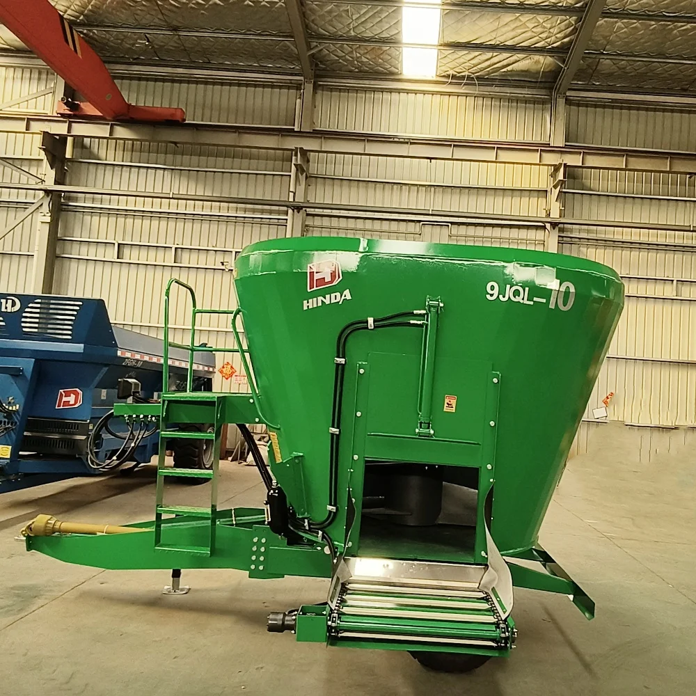 HINDA 10m³ Traction Type Single Auger Vertical TMR Mixers New Condition Animal Feed Mixer for Farm Sale with pto