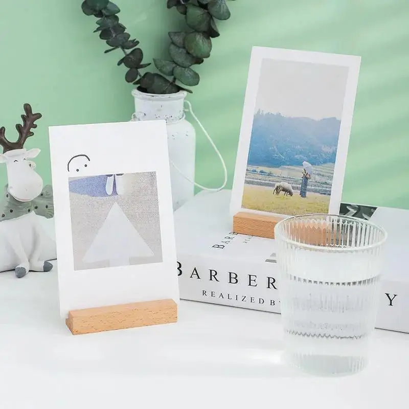 Tailai Solid Wood Custom Business Card Holder Stand Gift Card Display Base Wooden Block Business Card Holder