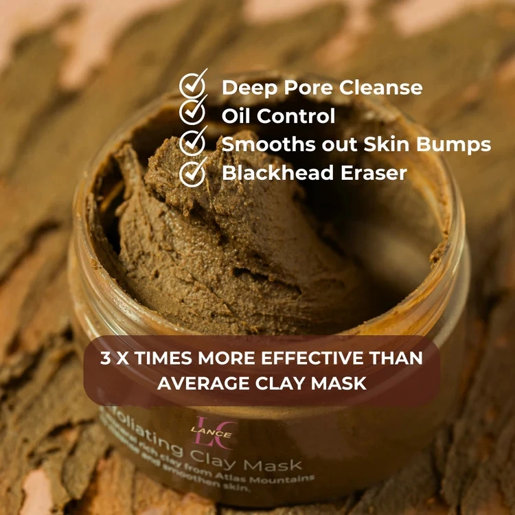 Lance Exfoliating Clay Mask Private Label Natural Pore Cleansing Blackhead Remove Scrub Mud Clay Mask For Face