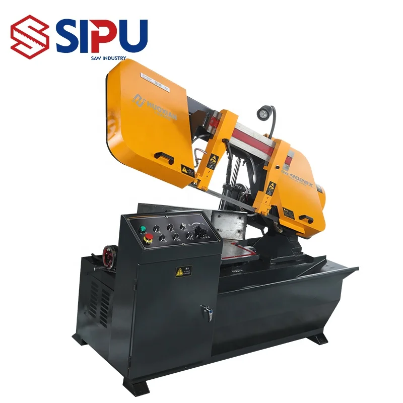 GB4028X 0~45 Rotating Horizontal band saw machine semi-automatic hydraulic metal cutting machine