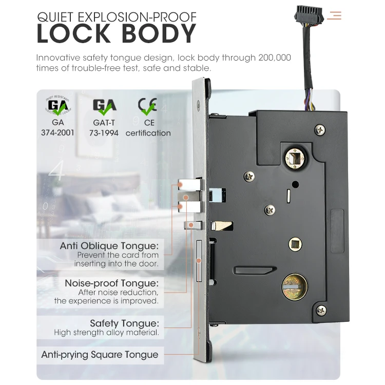 Locstar Wooden Door Offline Security Electronic Contactless RF Key Card Smart Hotel Locking System RFID Hotel Locks