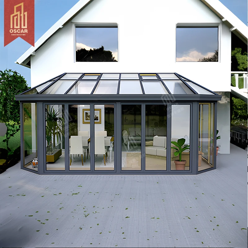 Lighting Tempered Glass Home Installation Processing Yard Aluminum Alloy Inclined Roof Garden Villa Pergola Sun Room