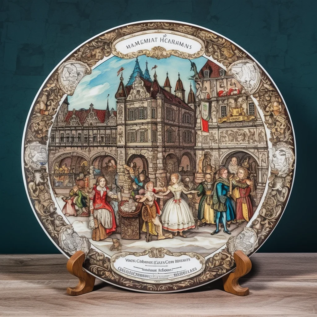 Vienna Austria Souvenir Plate Mozart Statue Decorative Plate for Display Ceramic Wall Hanging Plate Collectible Dish Wall Decor