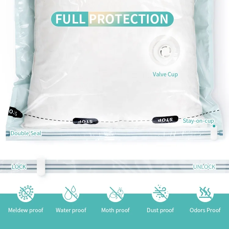 Wholesale Manufacturer Giant Space Saving Reusable Vacuum Storage Compression Bags for Clothes Organizer Travel