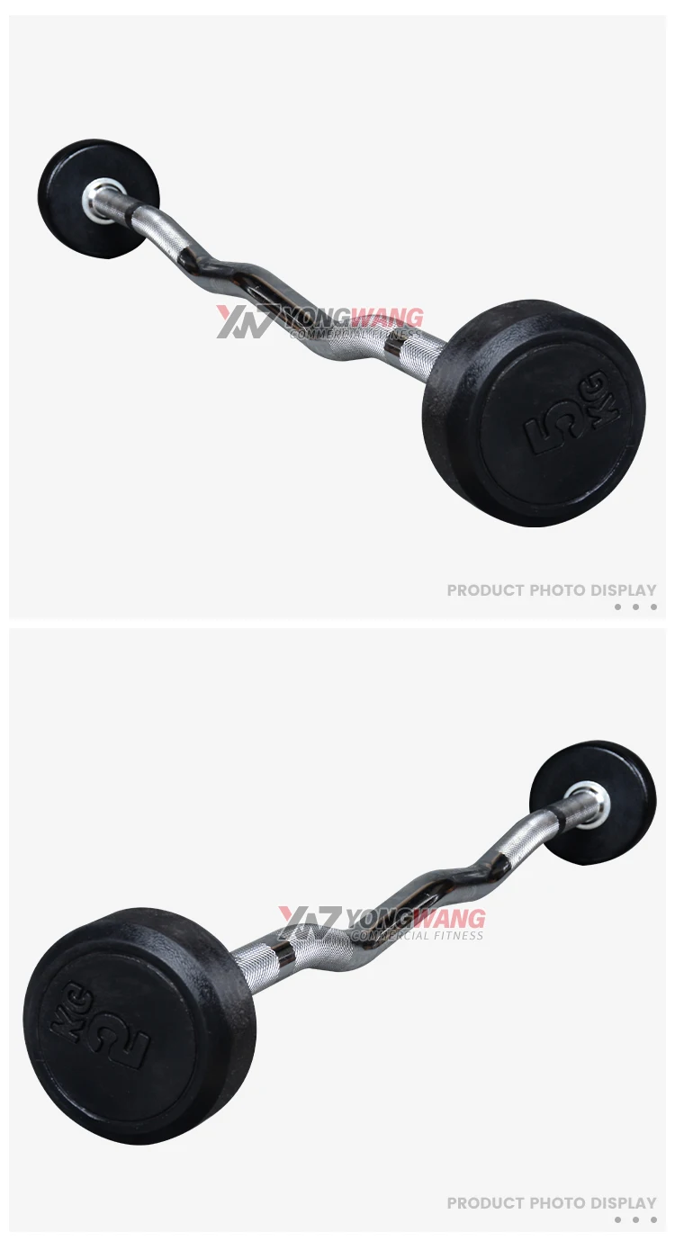 Factory price strength training fitness equipment free weights fixed PU / rubber barbell Hex Rubber Dumbbell