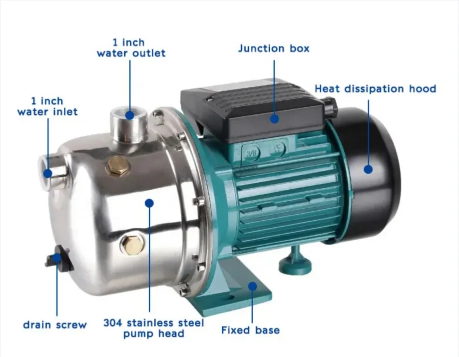 1inch Stainless Steel domestic pump 1hp 1.5hp jet pump self priming water pump