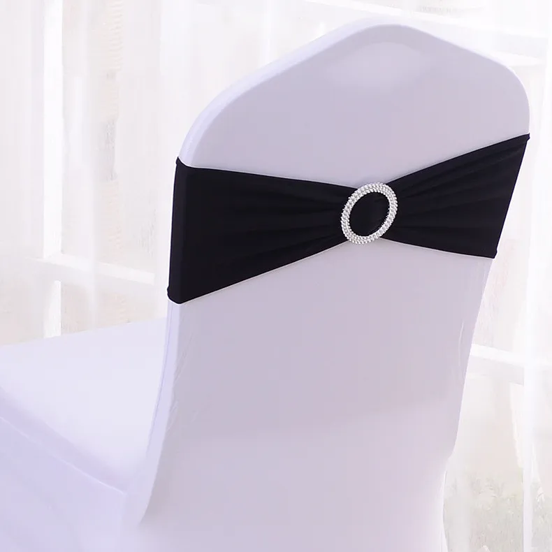 Hot Selling Sashes Buckle Black Spandex Chair Sashes For Wedding Chair Sashes Party Decoration