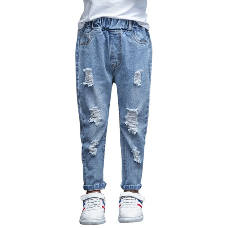 Детская одежда, новые осенние джинсы для девочек, детские брюки с дырками