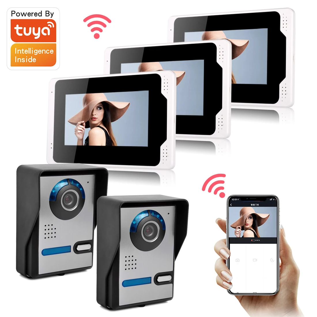 1080P WIFI Wired Coloful Video Door Phone Intercom