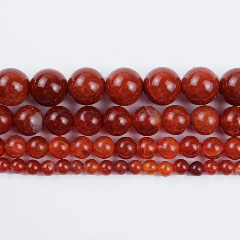 
Natural Stone Beads Red Dragon Agate Round Smooth Loose Beads for Making DIY Bracelet Earrings Accessories15 4/6/8/10/12mm 