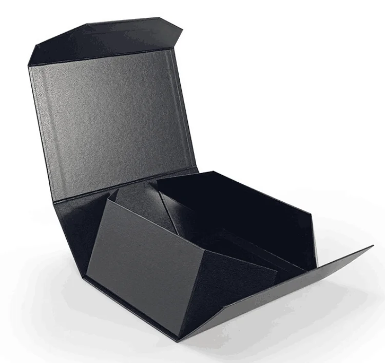 In stock black white pink gold color rigid flat magnetic folding gift box for gift pack