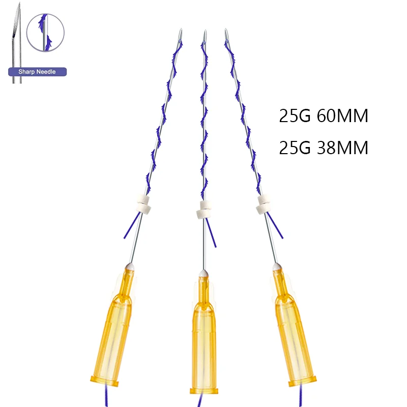 Best price Auro Thread absorbable polidioxanona  barbed  4d cog screw 25G 38mm sharp pdo thread for double chin