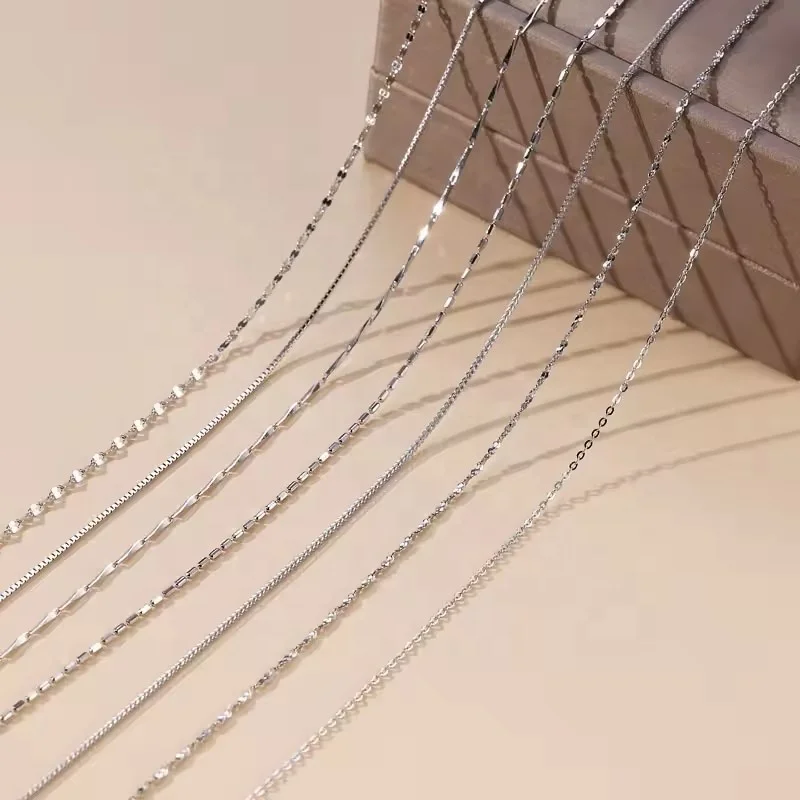 Wholesale Minimalist 925 sterling silver collarbone single box choker jewelry chains necklaces for women