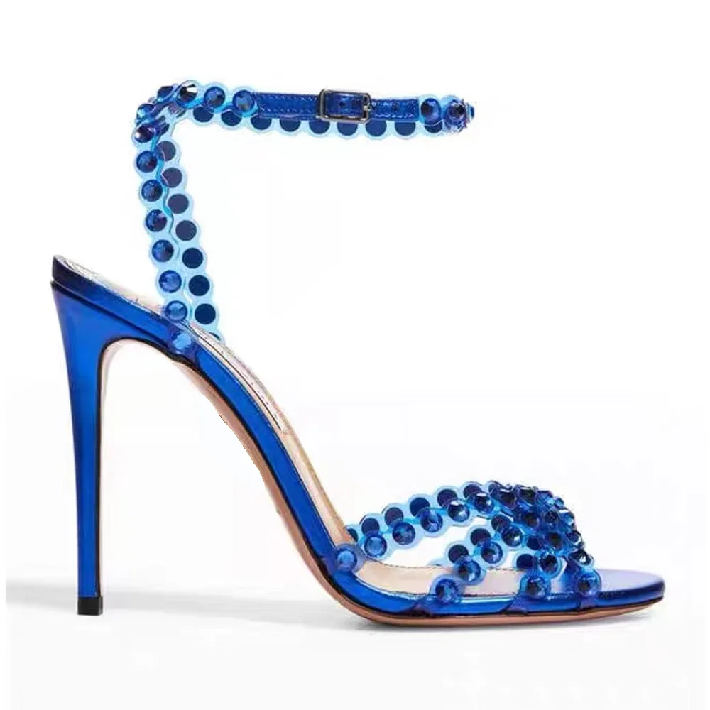 Custom high heels jelly diamond sandals stiletto round toe high heeled sandals for women