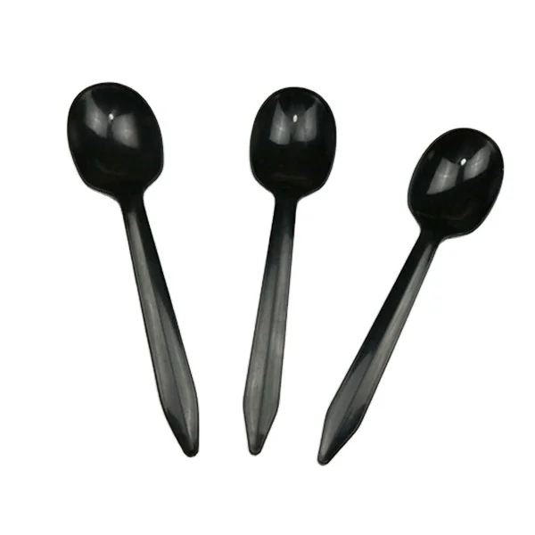 Wholesale 10 Cent Items Black PP Disposable Plastic Spoon