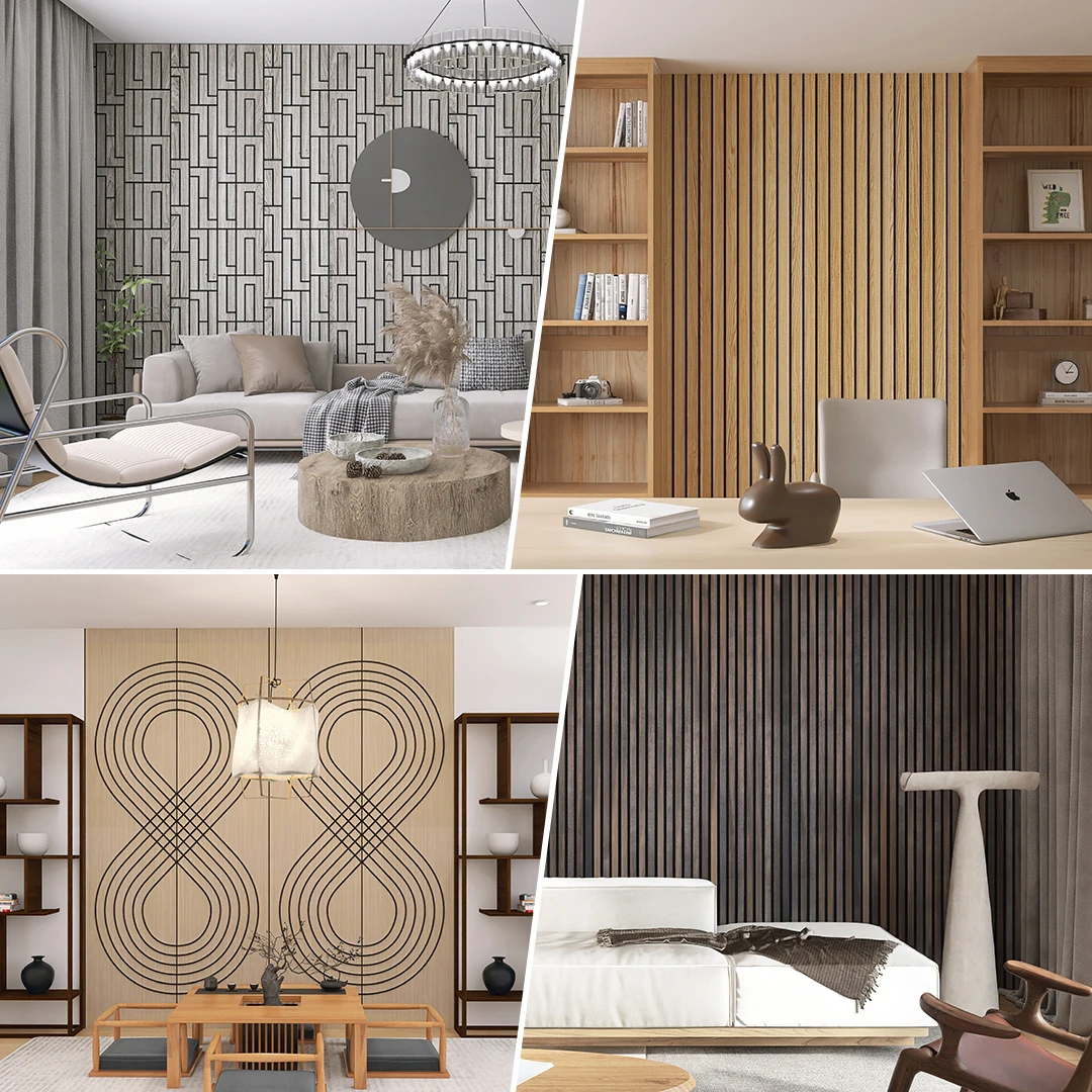 KASARO New arrival polyester wall decoration slat soundporoof acoustic construction wood wall panel