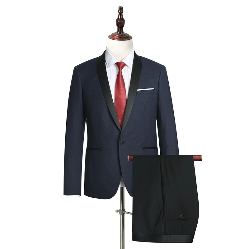 Классический силуэт, черный атласный лацкан, однобортный мужской костюм для свадебного смокинга, шерстяной Блейзер, пиджак для ужина