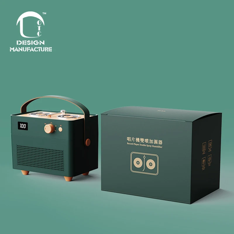 Built-in 4000mah Battery Record Shape Double Mist Outlets 1300ml Humidifier Wireless and Retro Company OEM Home CAR USB Hotel CB