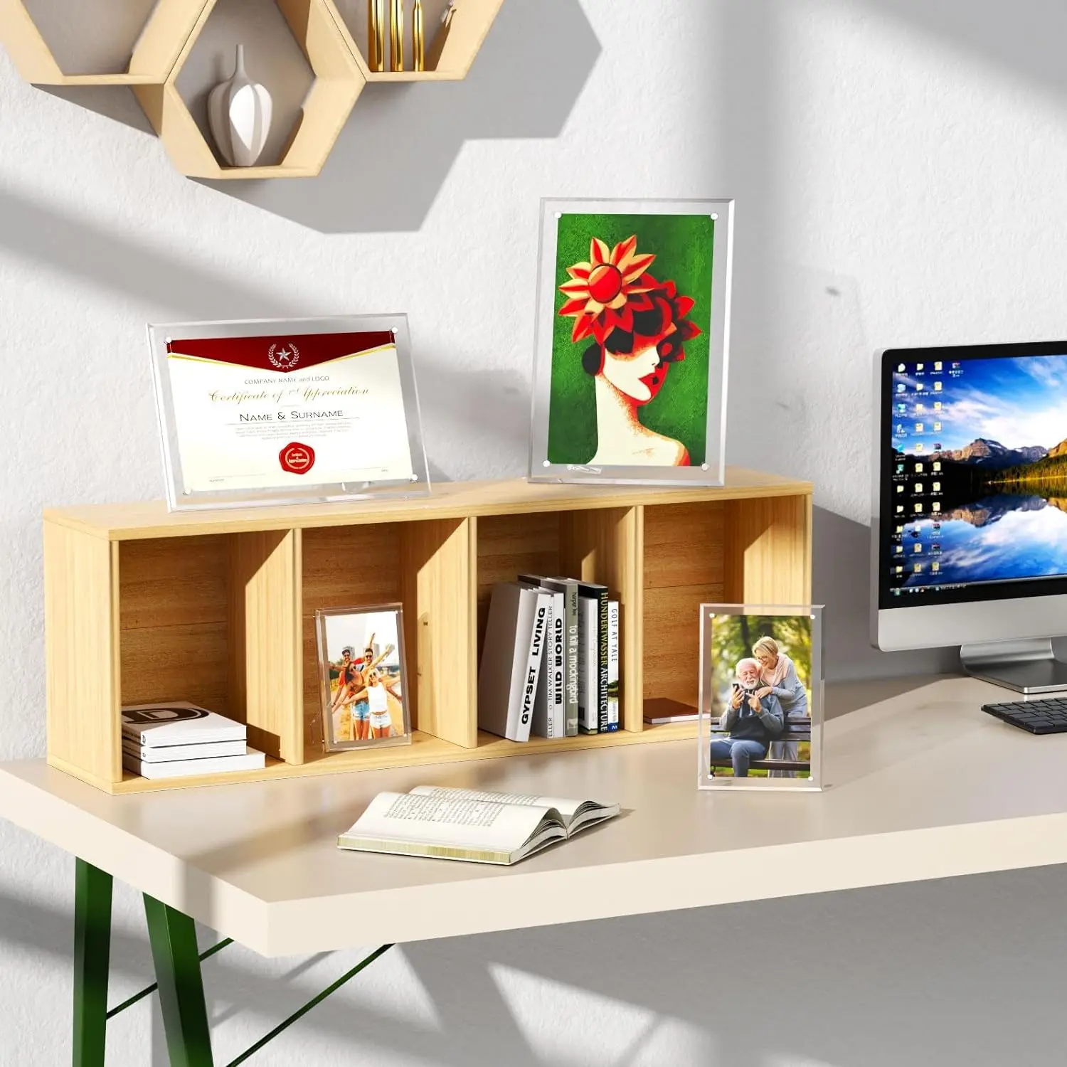 5x7 Acrylic Picture Frames, Clear Picture Frames with Stand, Magnetic Frame Acrylic Lucite Frameless for Home Desktop Display