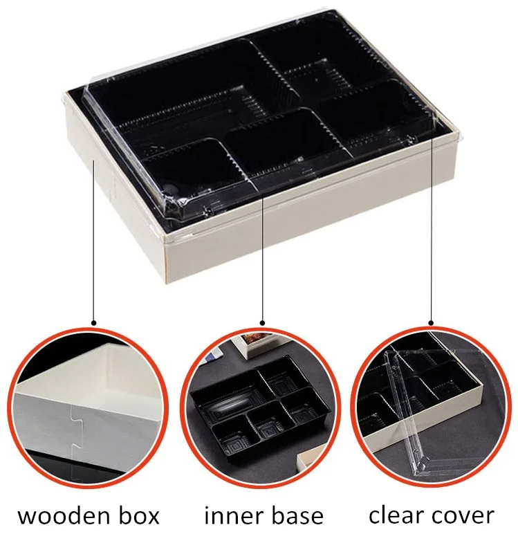 Bio-degradable Disposable Takeaway Wooden Food Box for Food Container Packaging Sushi Pastry Dessert Box