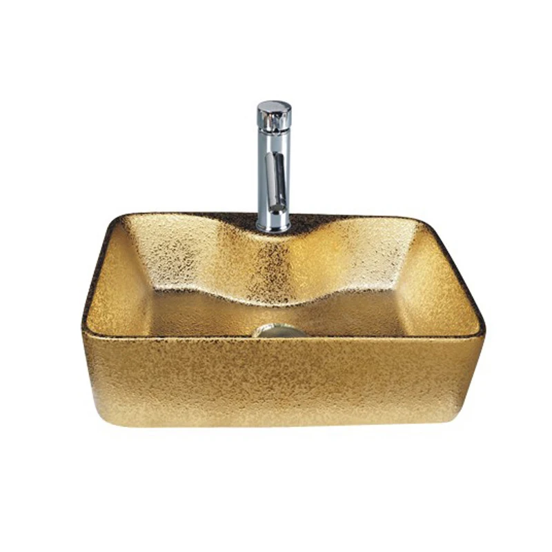 Luxury Style Art Basin Royal Style Sanitary Ware Ceramic Basin Modern Design Gold Basin Sink Decorate Bathroom