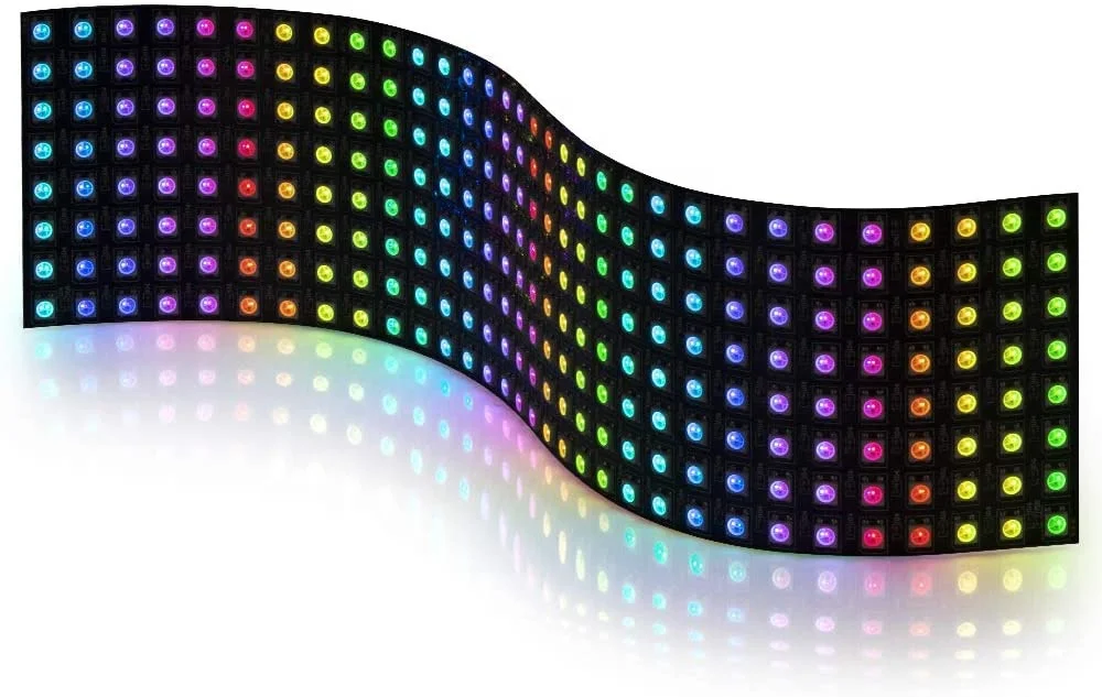 DC5V 8x8 16x16 8x32 pixels addressable WS2812B RGB LED Flex Matrix Strip Light Screen