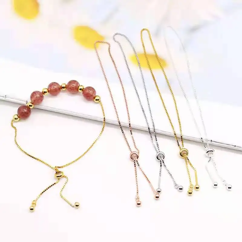 925 Sterling Silver adjustable bracelet cross chain silicone needle stretch for bead bracelet