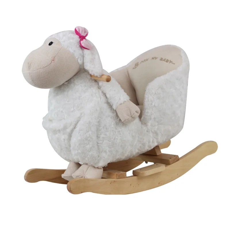 Adorable ICTI and Sedex audited new design plush dark brown goat animal rocking chair toy