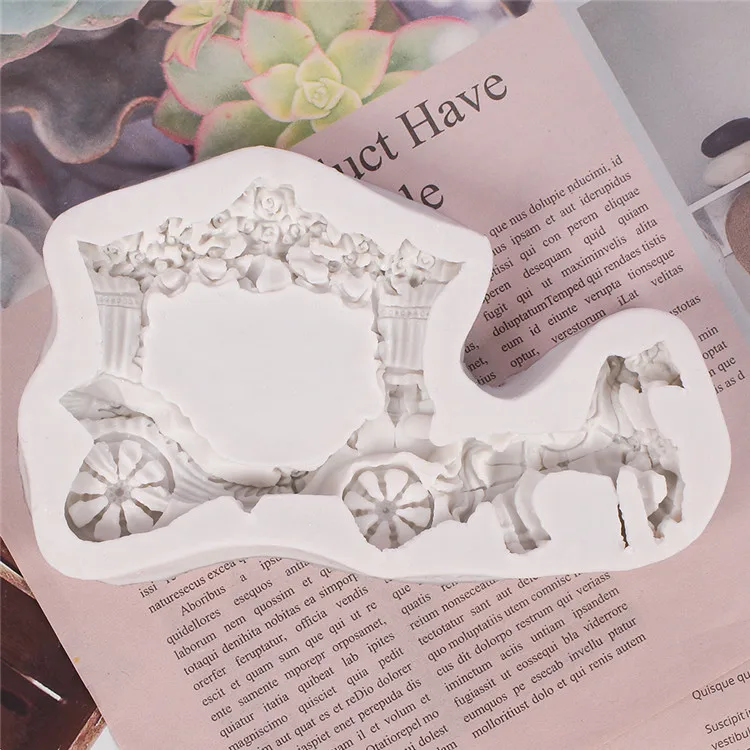 
3D Romantic Wedding Horse Carriage Silicone Mold Sugarcraft Fondant Cake Decorating Gumpaste Tools Candy Chocolate Mould 