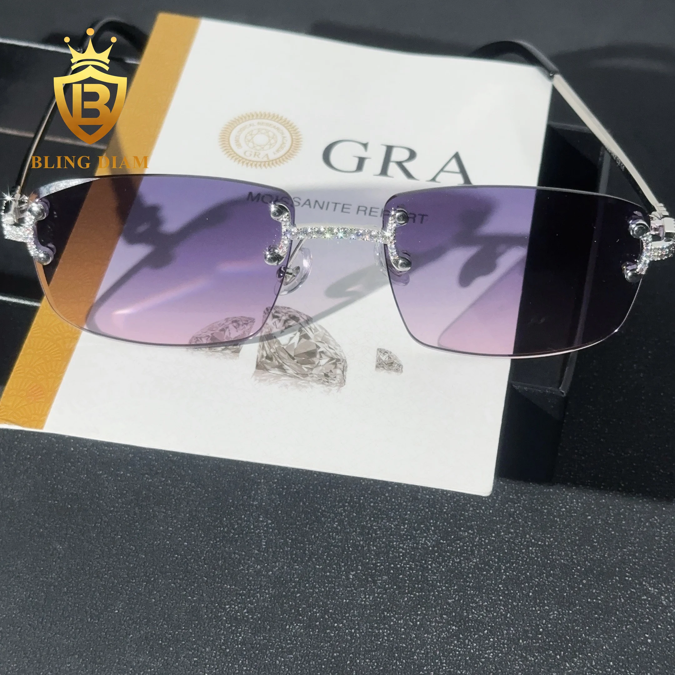 Модные классические дизайнерские очки в стиле хип-хоп с муассанитом однотонные 925 серебристого цвета линзы со льдом бриллиантовые солнцезащитные для мужчин