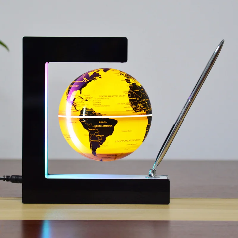 floating globe office desk display magnetic levitating earth globe ball with pen holder gift