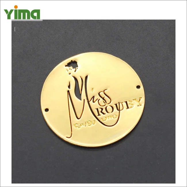 China maker custom metal logo tag badge with PU label metallic label logo for handbags and clothing